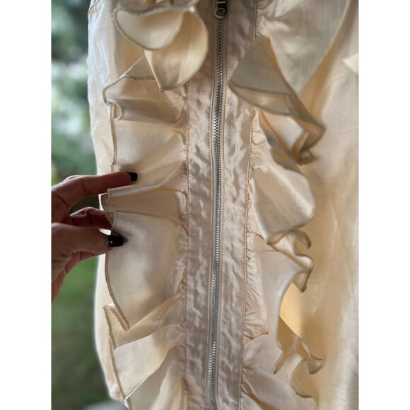 NEW Vintage Womens S Conture Twelve Satin Style Ruffle Tank top Ivory Party Chic - Picture 4 of 16
